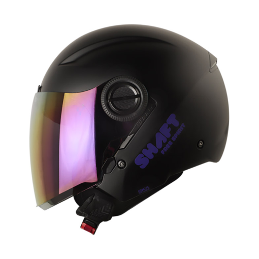 Casco Shaft 212 Solid Negro Morado Visor Smoke Claro Iridium Morado