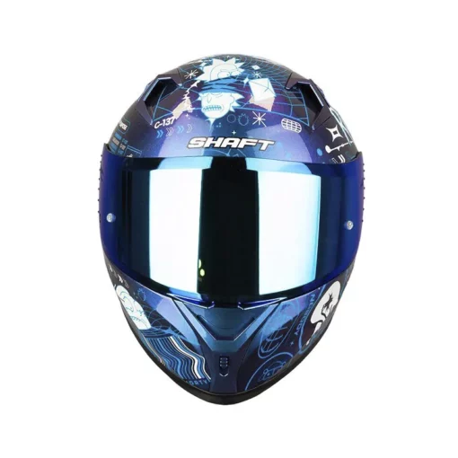 Casco Shaft 526sp Evo Rickvival Camaleon Azul Visor Iridium Azul