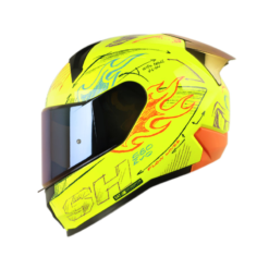 Casco Shaft 560 Evo Sketch Amarillo Naranja Visor Smoke Claro Iidium Azul