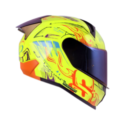 Casco Shaft 560 Evo Sketch Amarillo Naranja Visor Smoke Claro Iidium Azul