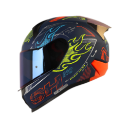 Casco Shaft 560 Evo Sketch Azul Oscuro Amarillo Visor Smoke Claro Iridium Azul