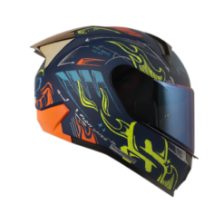 Casco Shaft 560 Evo Sketch Azul Oscuro Amarillo Visor Smoke Claro Iridium Azul