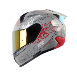 Casco Shaft 560 Evo Sketch Gris Rojo Visor Smoke Claro Iridium Rojo