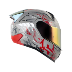 Casco Shaft 560 Evo Sketch Gris Rojo Visor Smoke Claro Iridium Rojo