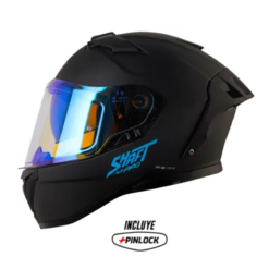 Casco Shaft Pro 606Sp Solid Negro Azul Visor Iridium Azul