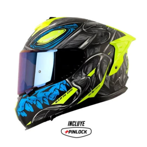 Casco Shaft Pro 610Dv Evo Scorch Gris Azul Visor Iridium Azul