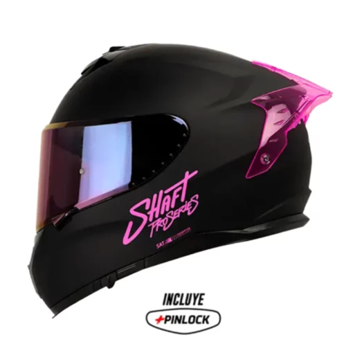 Casco Shaft Pro 610Dv Evo Solid Negro Fucsia Visor Iridium Fucsia