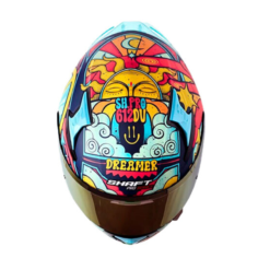 Casco Shaft Pro 612Dv Evo Hippy Azul Naranja Visor Morado