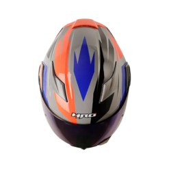 Casco Hro 3400Dv Evo Breaks Gris Naranja Visor Iridium Azul