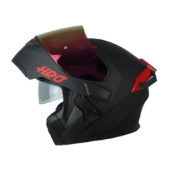 Casco Hro 3400Dv Evo Negro Rojo Visor Iridium Rojo