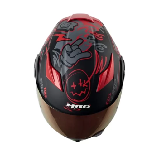 Casco Hro 3400Dv Evo Razor Gris Rojo Visor Iridium Rojo