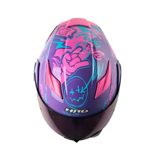 Casco Hro 3400Dv Evo Razor Morado Fucsia Visor Iridium Morado