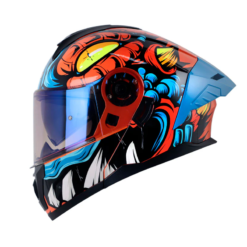 Casco Hro 3480dv Evo Agrext Naranja Azul Visor Iridium Azul