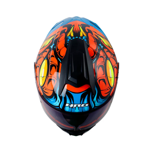 Casco Hro 3480dv Evo Agrext Naranja Azul Visor Iridium Azul