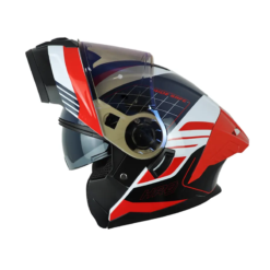 Casco Hro 3480dv Evo Rumble Blanco Rojo Visor Iridium Azul
