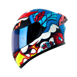 Casco Hro 514Dv Evo Hawardian Azul Rojo Visor Iridium Rojo
