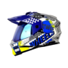 Casco Hro Mx-330Dv Bye Bye Gris Azul Visor Iridium Azul