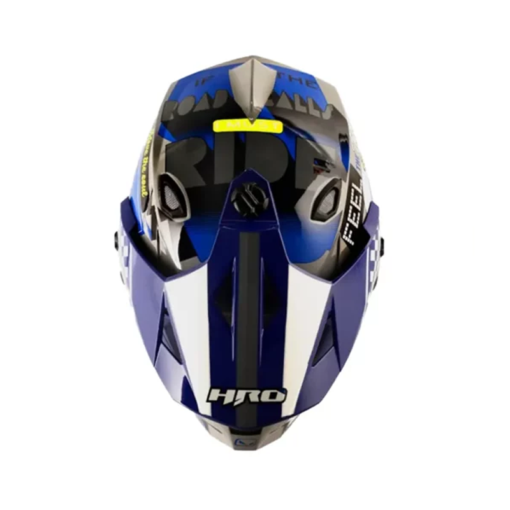 Casco Hro Mx-330Dv Bye Bye Gris Azul Visor Iridium Azul