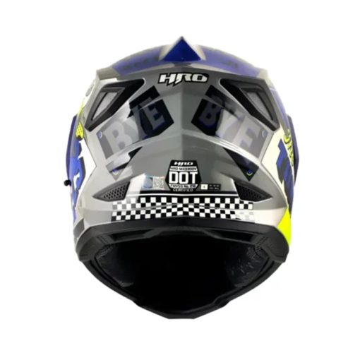 Casco Hro Mx-330Dv Bye Bye Gris Azul Visor Iridium Azul