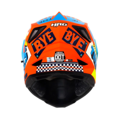Casco Hro Mx-330Dv Bye Bye Naranja Azul Visor Iridium Rojo