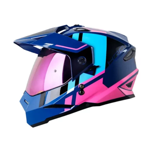 Casco Hro Mx-330Dv Dry Azul Fucsia Visor Iridium Morado