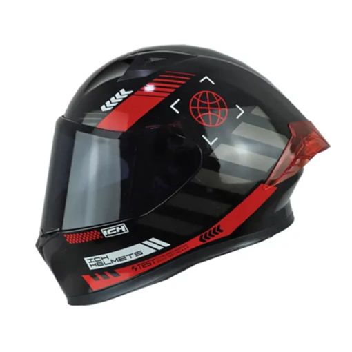 Casco Ich 503 Cyberpunk Negro Rojo Visor Smoke