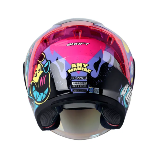 Casco Shaft 226 Gt Anymaniac Morado Azul Visor Iridium Fucsia