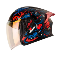 Casco Shaft 226 Gt Anymaniac Negro Azul Visor Iridium Rojo