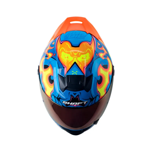 Casco Shaft 502sp Fire_Boy Azul Naranja Visor Iridium Rojo