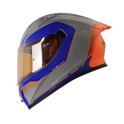 Casco Shaft 526sp Evo Undercove Gris Azul Visor Iridium Naranja
