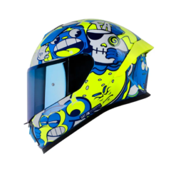 Casco Shaft 559 Dimon Azul Amarillo Neón Visor Iridium Azul