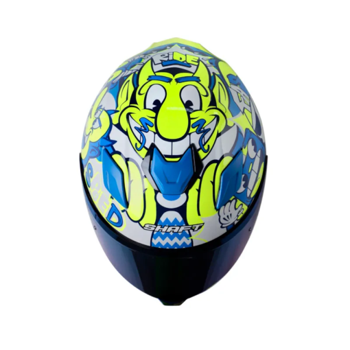 Casco Shaft 559 Dimon Azul Amarillo Neón Visor Iridium Azul