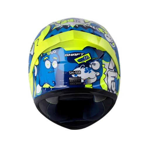 Casco Shaft 559 Dimon Azul Amarillo Neón Visor Iridium Azul