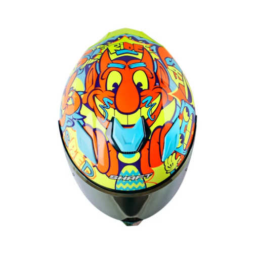 Casco Shaft 559 Dimon Azul Claro Naranja Visor Iridium Rojo