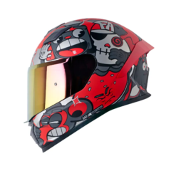 Casco Shaft 559 Dimon Gris Oscuro Rojo Visor Iridium Rojo