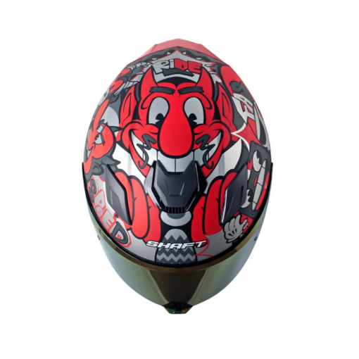 Casco Shaft 559 Dimon Gris Oscuro Rojo Visor Iridium Rojo