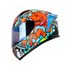 Casco Shaft 582Sp Evo Angry Bear Gris Naranja Visor Iridium Azul