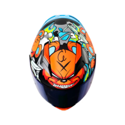 Casco Shaft 582Sp Evo Angry Bear Gris Naranja Visor Iridium Azul