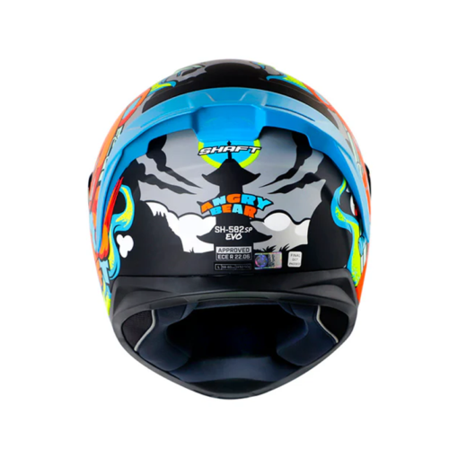 Casco Shaft 582Sp Evo Angry Bear Gris Naranja Visor Iridium Azul