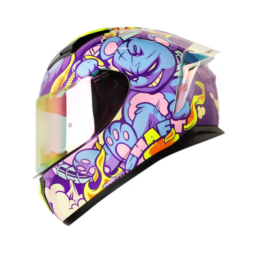 Casco Shaft 582Sp Evo Angry Bear Morado Visor Iridium Fucsia