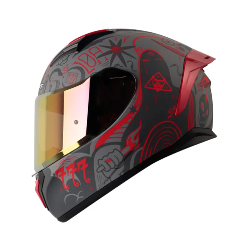 Casco Shaft 582Sp Evo Fortune Gris Oscuro Rojo Visor Iridium Rojo
