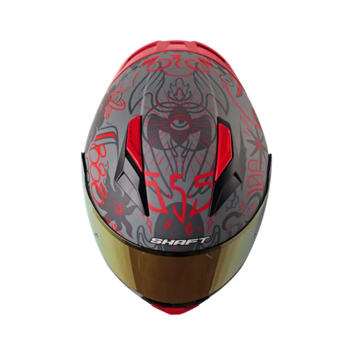 Casco Shaft 582Sp Evo Fortune Gris Oscuro Rojo Visor Iridium Rojo