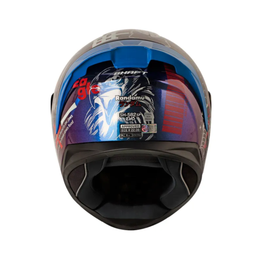 Casco Shaft 582Sp Evo Randamu Camaleon Rojo Visor Iridium Azul