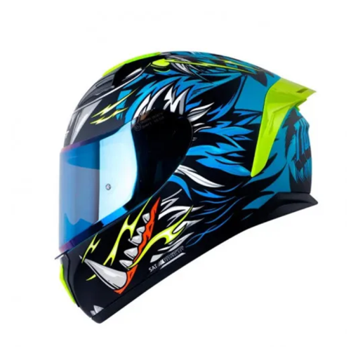 Casco Shaft 582Sp Evo Tigerface Negro Azul Visor Iridium Azul