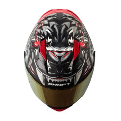 Casco Shaft 582Sp Evo Tigerface Negro Gris Visor Iridium Rojo