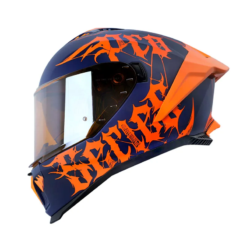 Casco Shaft Pro 611Rs Dark Lab Azul Naranja Visor Iridium Naranja