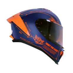 Casco Shaft Pro 611Rs Dark Lab Azul Naranja Visor Iridium Naranja