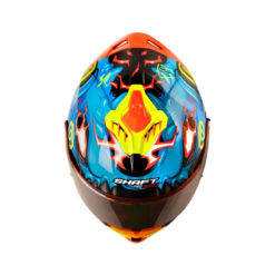 Casco Shaft Pro 611Rs Drakon Azul Negro Visor Iridium Naranja