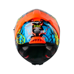 Casco Shaft Pro 611Rs Drakon Azul Negro Visor Iridium Naranja