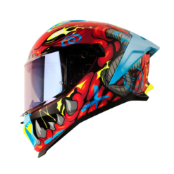 Casco Shaft Pro 611Rs Drakon Rojo Azul Visor Iridium Azul